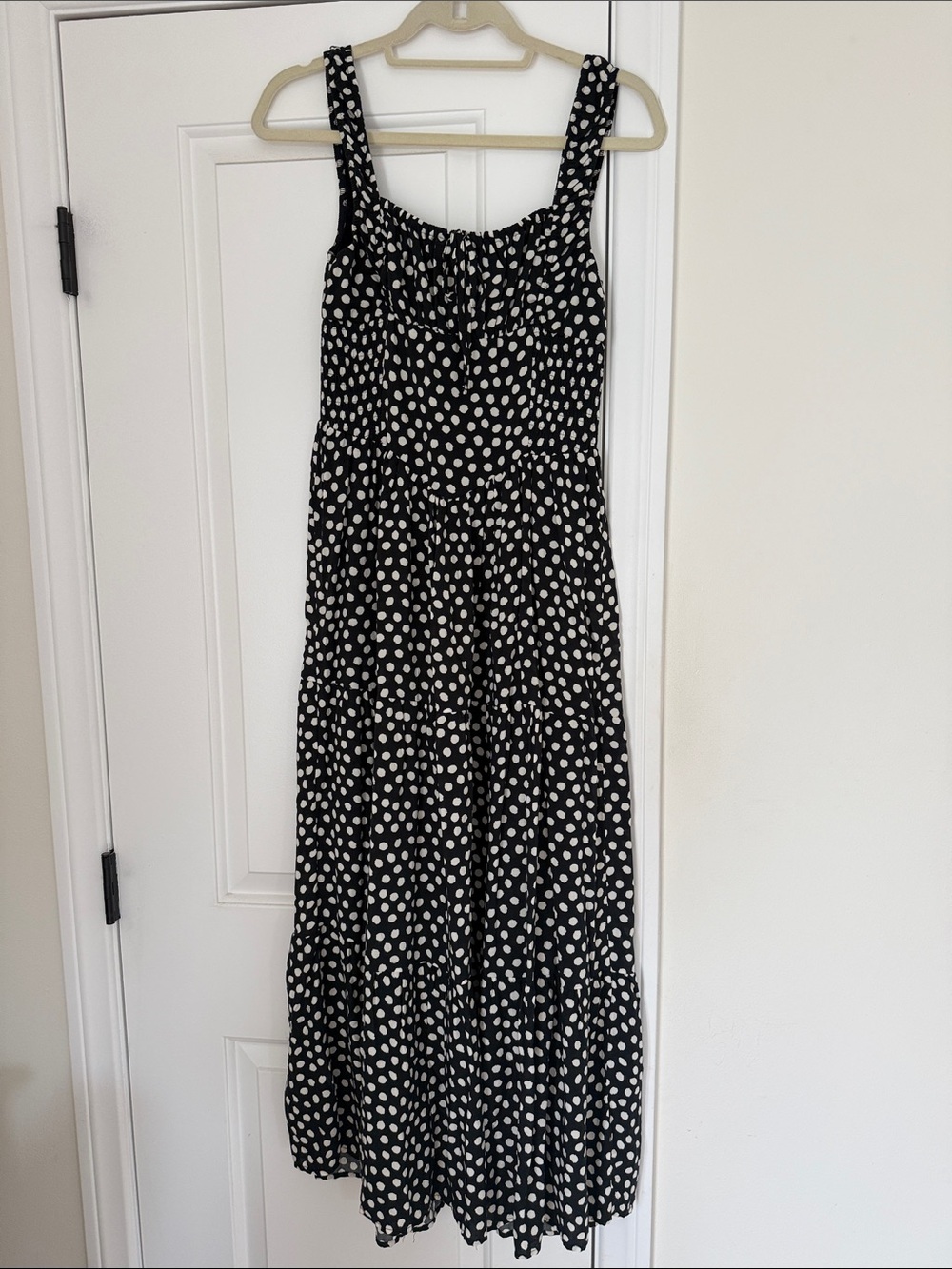 Aerie Black & White Polka Dot Corset Maxi Dress